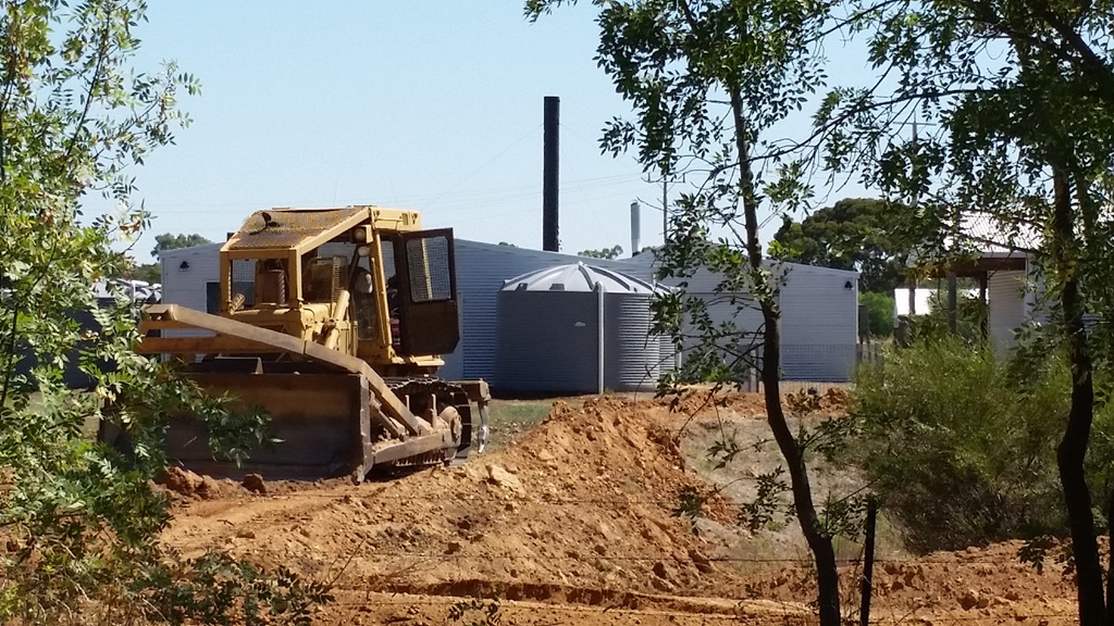 Dam works underway.